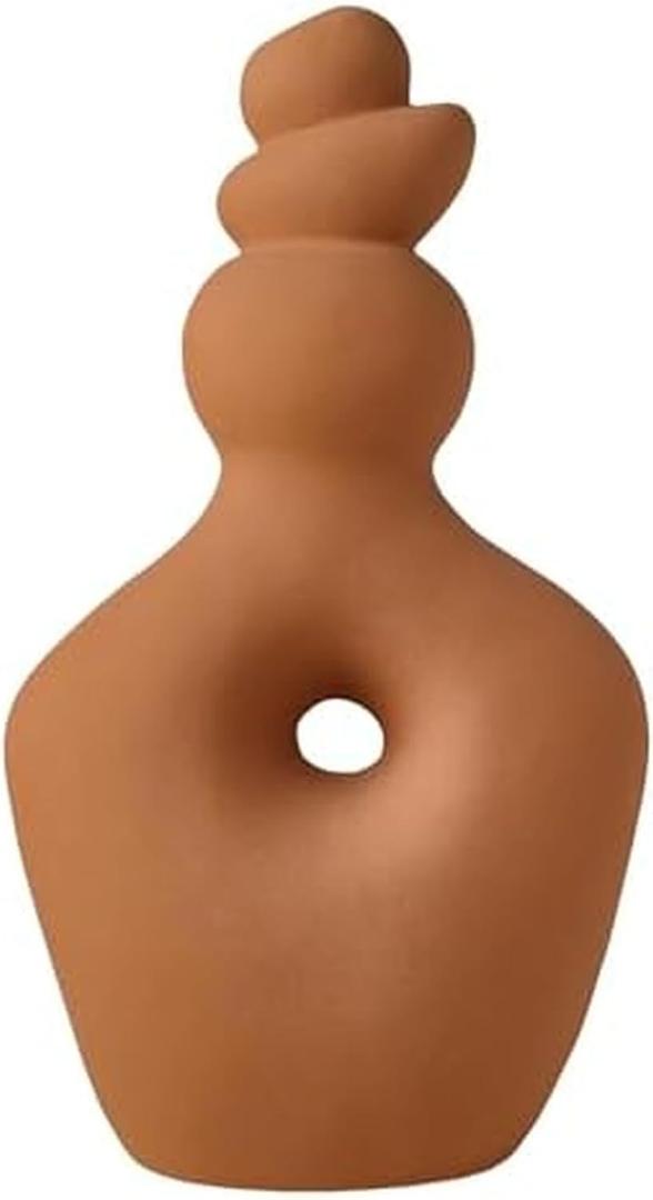 Elements Teracotta Twist Textured Stoneware Ceramic Vase, 7.48x4.41x13.39 Inch