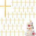 36pcs Baptism Cake Toppers Acrylic Cross Cupcake Toppers Gold Crossing Cake Charm for Baby Shower Birthday Wedding Party Christian Decorations