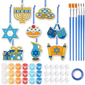 Vansolinne Hanukkah Suncatcher Craft Kit for Kids Chanukah Decorations Window Art Kit for Aged 6+ DIY Stained Glass Paints Suction Cups Included Menorah Dreidel Painting Crafts Gifts Home Decor 24PCS