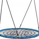 PlayVibe Spider Web Tree Swing 40 Inch Saucer Swing for Kids Outdoor Round Disc Hanger with 900Lb Weight Capacity, 900D Oxford Waterproof Fabric, & Hanging Straps (Blue)