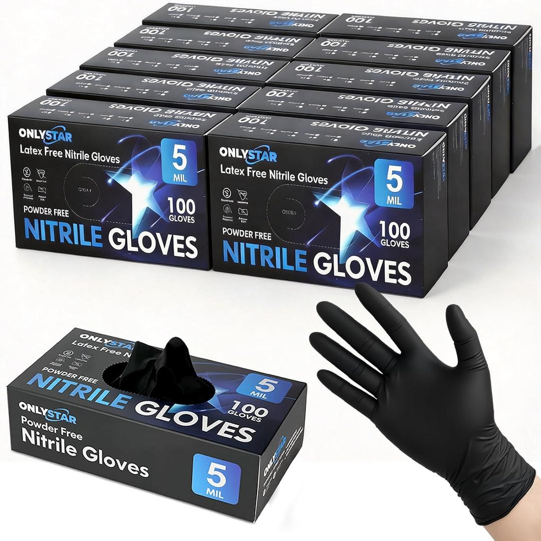 5 Mil 1000Pcs Food Grade Disposable Nitrile Gloves Medium | Latex Free, Powder Free, Textured, Touchscreen, for Restaurant, Massage, Hair Dye, Janitorial, Cooking, Cleannig