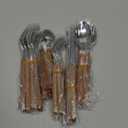 20-Piece Silverware Eating Utensils Set with Retro Handle, Service for 4, BRIIEC Stainless Steel Flatware Knife Fork Spoon Set Mirror Dishwasher Safe - Brown Handle