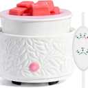 ElusiaKa Electric Wax Melt Warmer with Timer & Silicone Liner, 3-in-1 Ceramic Scented Wax Burner for Home Aromatherapy, Fast Melting Fragrance Warmer for Essential Oils & Wax Cups, Flame for Women
