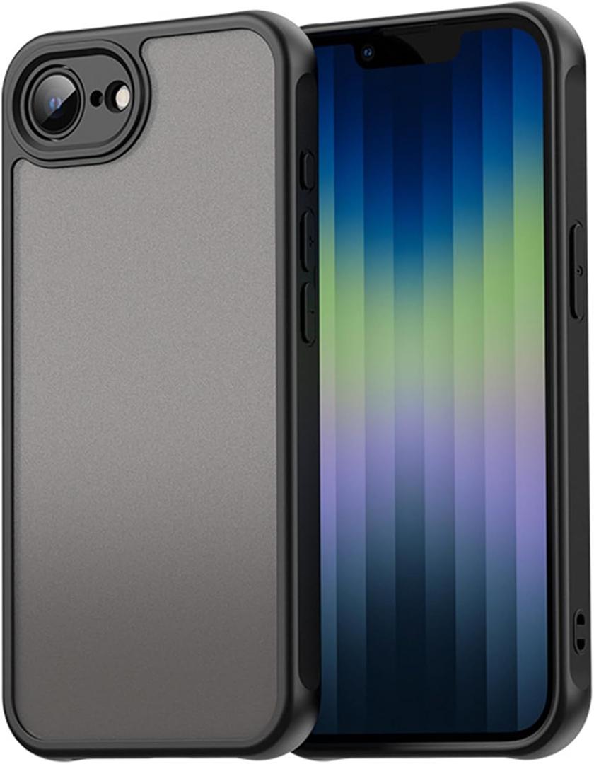 Shockproof Case for iPhone 16 E/SE4, TPU PC 2 in 1 Phone Case Screen Camera Protection Cover,Black,SE4