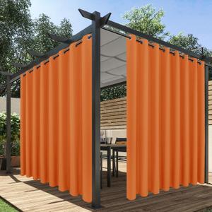 HolidayIdeas Extra Wide Outdoor Curtains for Patio Waterproof, 2 Panels - 110 x 95 Inch - Privacy & Light Filtering Curtains Grommet Outside Curtains for Porch, Gazebo, Backyard (Mecca Orange)