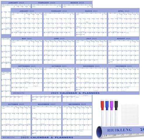 24" x 36" 2025 Wall Calendar, Wet & Dry Erase Wall Calendar 12 Month, Annual Yearly Planner Yearly Laminated Calendar 2025 Horizontal/Vertical, with Julian Dates