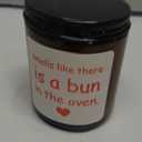 Pregnancy Announcement Gifts Candle, Baby Announcement Candle Gifts for Parents Grandparents Family, Mothers Day New Mom Gifts, Smells Like There is a Bun in The Oven Soy Scented Jar Candles