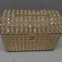 Nitial Crystal Wedding Card Box with Heart Lock 11in Wedding Money Box Treasure Chest Gold Bead Card Receiving Memory Storage for Reception Brithday Graduation Baby Shower Party (Elegant Style)
