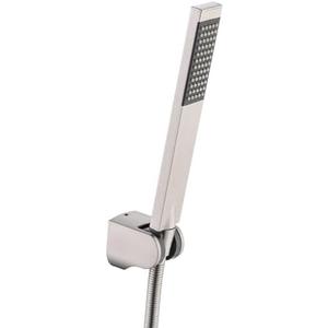 KES BRASS Handheld Shower Head with 1.5-Meter Long Hose and Holder Bracket Replacement Showerhead for Bathroom Showering System Contemporary Square Style Brushed Nickel, LP135-BN