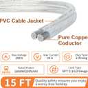 2 Pack 15 Ft Clear Extension Cord, UL-Certified Thin Extension Cord, 2 Prong Extension Cords, Male to Female Extension Cable 250V 10A, Indoor Extension Cords for Lighting