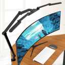 LED Desk Lamp with Clamp, 41.5" Clamp on Architect Desk Lamp for Home Office, 24W Bright Tall Computer LED Table Light Adjustable Overhead Clip on Office Lighting for Work Craft (Black+9 rotatable parts)
