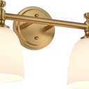 Gold Bathroom Vanity Light Fixtures, 2-Light Over Mirror, Traditional Vanity Lights for Living Room, Milk White Glass Shades, Standard E26 Base, Aged Brass, 16.3" W x 9.4" H x 6.25" D