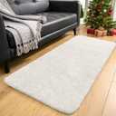 OLANLY 3x7 Machine Washable Runner Rugs for Hallway, Soft Fluffy Shaggy Bedside Rugs for Bedroom, Living Room, Indoor Floor Carpet for Kids Girls and Boys, Nursery Rooms, Home Decor Aesthetic, Ivory