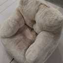 Hobestluk Bean Bag Chair for Adult Small Bean Bag Chairs with Arms Furry Beanbag Chair with Foam Filler Stuffed Bean Bag Sofa for Reading in Bedroom Living Room and Dorms(Khaki)