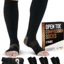Doctor's Select 3 Pairs Copper Toeless Compression Socks Women & Men - 20-30 mmHg Open Toe Compression Socks Knee High Women (Medium)