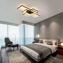 GEADI Modern 41.3in 3-Square LED Ceiling Light, 68W Black Flush Mount