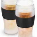 Host FREEZE Beer Glasses, Frozen Beer Mugs, Freezable Pint Glass Set, Insulated Pint Glass to Keep Your Drinks Cold, Double Walled Insulated Glasses, Tumbler for Iced Coffee, 16oz, Set of 2, Black