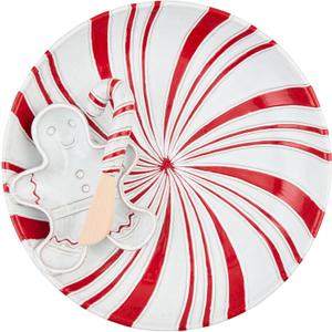 Mud Pie Peppermint Chip And Dip; server 1 3/4" x 11" dia | spreader 5 1/2"