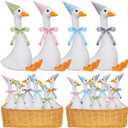 Blueweenly 12 Sets Silly Goose Birthday Decor 1st Adopt a Goose Party Favor Gift 7.1 Inch Stuffed Animal with Mini Party Hat and Ribbon for Christmas Birthday Gift(Cute,Colorful)