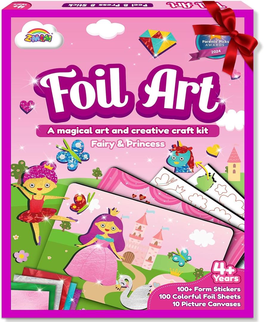 ZMLM Foil Art Kit for Kids - Arts Crafts Fun Mess Free Activity, Gifts for Ages 4 5 6 7 8 9 Girls Boys, Crafts for Kids Creative Birthday Easter Basket Stuffers Gifts Toys (Princess)