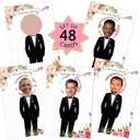 MORDUN Floral Bridal Shower Games - Who Has The Groom Scratch Off Celebrity Cards Tickets for 48 Guests - Funny Bachelorette Party Games Ideas - Rose Gold White
