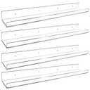 Febwind 4 Pack 24-Inch Long Clear Acrylic Floating Shelves Wall Ledge Invisible Wall Mounted Floating Bookshelf U Shape Wall Shelf for Book Display Makeup Product Spice Organizer