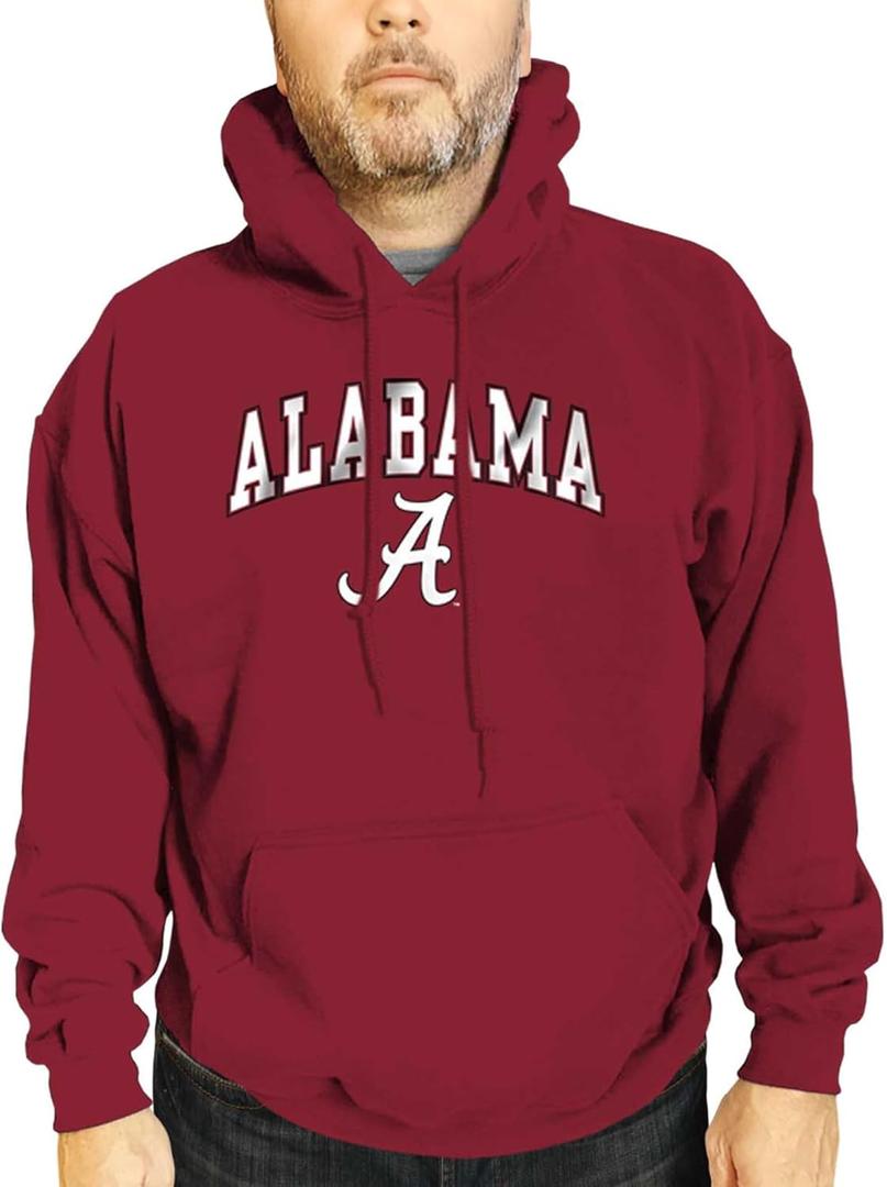 Campus Colors Long Sleeves NCAA Adult Arch & Logo Gameday Unisex Hooded Sweatshirt (Medium, Crimson)