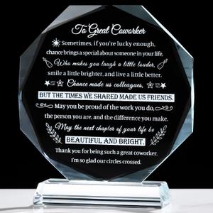 Movdyka Coworker Leaving Gifts for Women Men Laser Etched Glass Plaque Retirement Gifts for Coworkers, Going Away Appreciation Farewell Coworker Goodbey Gifts Ideas for Colleagues