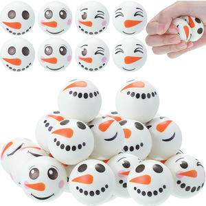 Jerify 60 Bulk Snowman Ball Christmas Snowman Stress Toys First Snowball Fight Snowmen Balls Sensory Stress Relief Toys Christmas Winter Party Favors Bag Filler Stocking Stuffers Gifts for Boys Girls