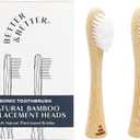 Better & Better Bamboo Sonic Toothbrush Replacement Heads, Fits Brush Only, Plant-Based Bristles, No Microplastics, Biodegradable, Soft, Gentle & Whitening, 2-Pack
