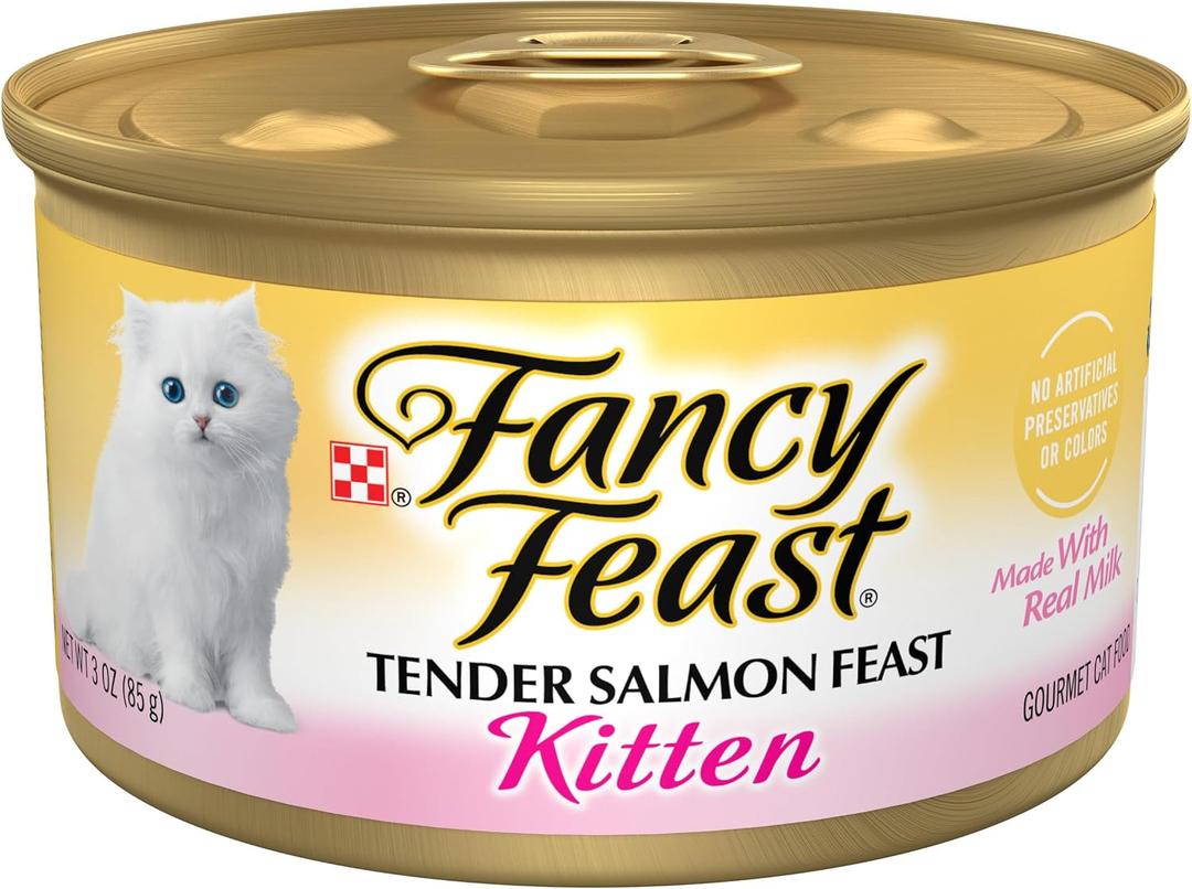 Purina Fancy Feast Kitten Tender Salmon Feast Wet Kitten Food - (Pack of 24) 3 Oz. Cans (EXP 10/31/27)