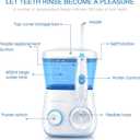 TUREWELL Water Flossing Oral Irrigator, 600ML Dental Cleaner 10 Adjustable Pressure, Electric Oral Flosser for Teeth/Braces, 8 Replacement Jet Tips for Family (White)