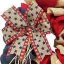 20 Inch 4th of July Wreaths Patriotic Wreaths for Front Door Red White and Blue Wreath, American Flag Wreath - for Front Porch Decor Burlap Bow Memorial Day Decorations