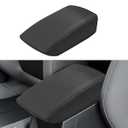 INTGET Center Console Cover for 2025 Subaru Forester Accessories Leather Car Armrest Arm Rest Box Lid Middle Console Seat Cover Protector (Black Stitches, 2025+)