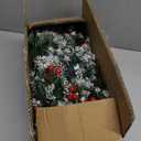 Christmas Garland with Lights - 9FT Pre-Lit Flocked Garland with 30 LED Bulbs, Red Berries, Pine Cones, Artificial Pine Battery Operated Garland for Fireplace, Staircase, Indoor & Outdoor Decoration