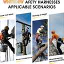 Fall Protection Premium Safety Harness with Shock Absorbing Lanyard, Vented & Padded Shoulder, Legs & Back - Upgrade 4 Quick Buckles (Yellow)