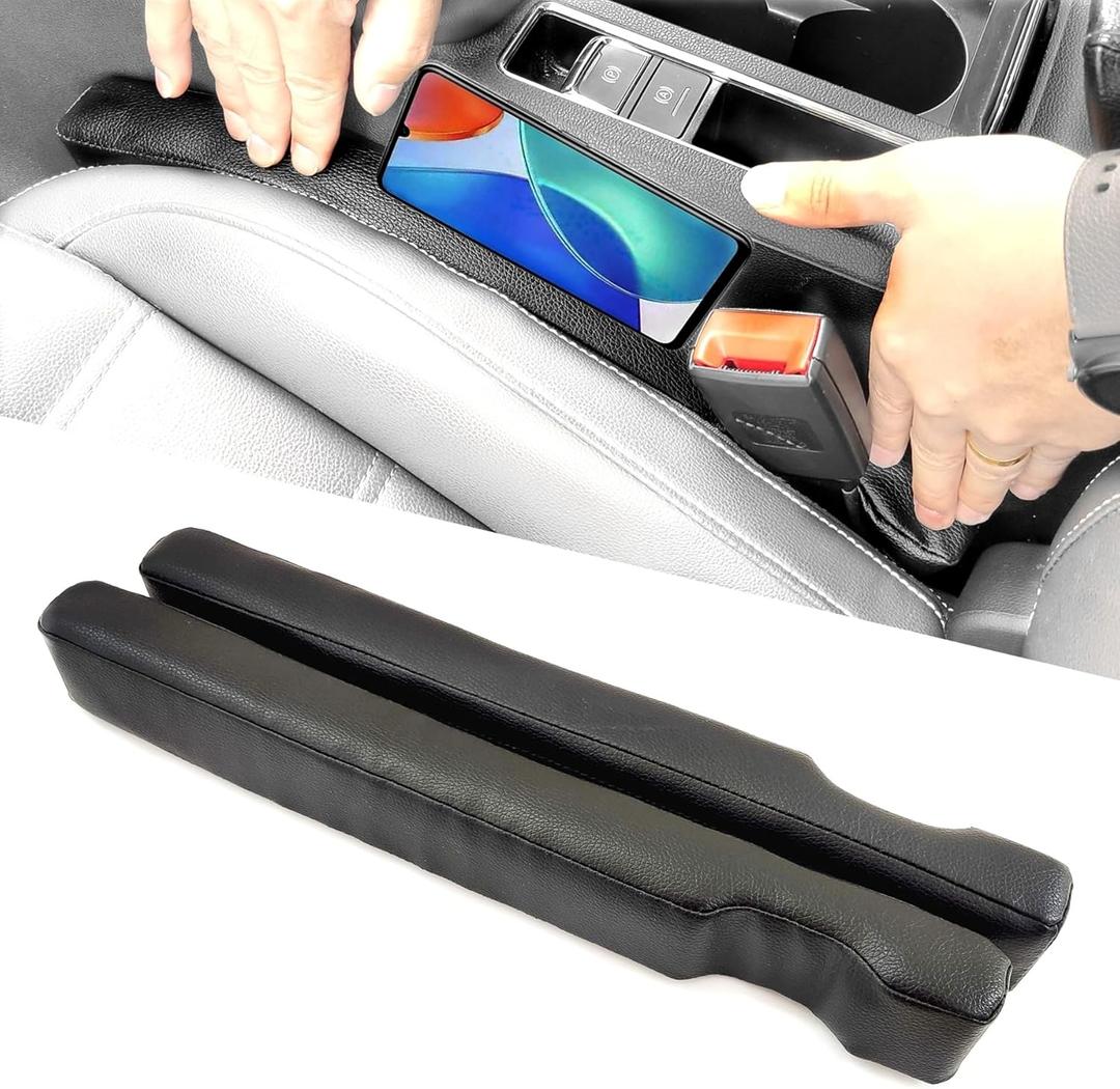 Car Seat Gap Filler, 2 Pack No-Drop Seat Guard Universal Gap Stopper/Catcher to Fill The Gap Between Seat and Console Black Car Crevice Blocker Space Pad