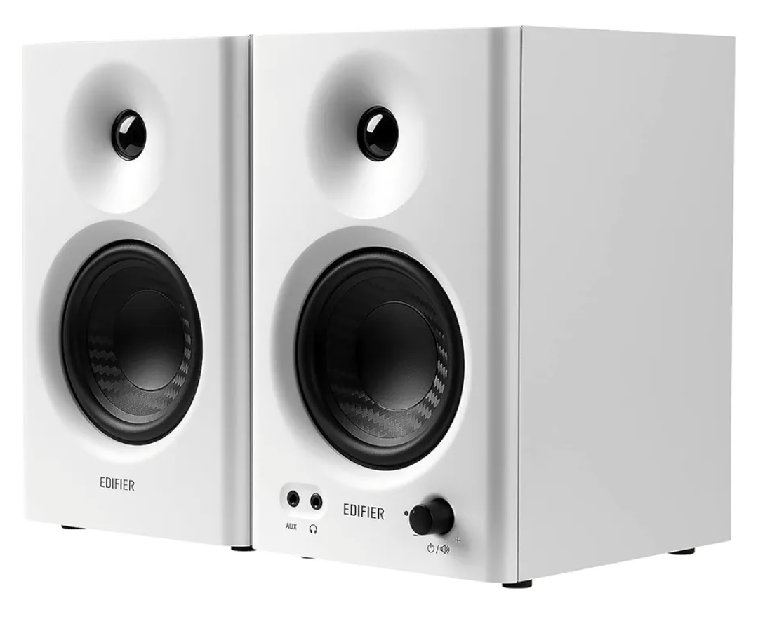 Powered Studio Monitor Speakers, Active Near-Field Monitor Speaker - White (Pair)
