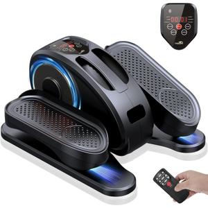 Under Desk Elliptical Machine, Mini Ellipse Leg Exerciser Electric Seated Pedal Fully Assembled Quiet Compact for Seniors Portable Stepper with Remote Control for Home (Black)