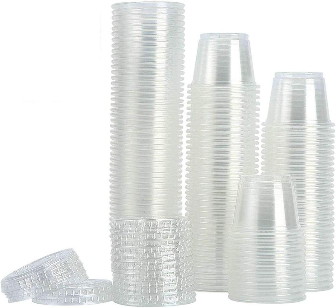 200-1oz Clear Polypropylene Small Plastic Containers | cups | with lids
