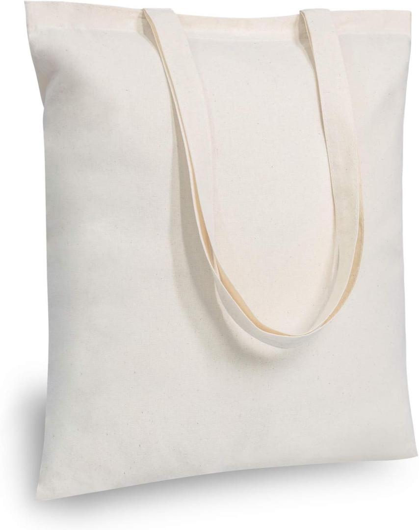 TOPDesign 192-Pack Economical 16"x15" Cotton Tote Bags, Lightweight Medium Reusable Grocery Shopping Cloth Bags, Suitable for DIY, Advertising, Promotion, Gift, Activity (Beige)