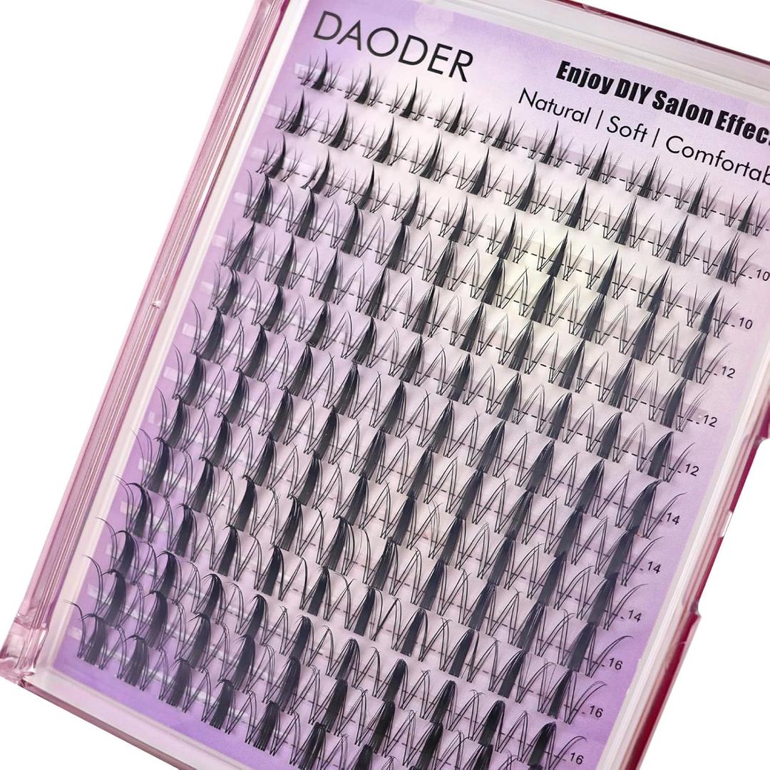 DAODER Spiky Lash Clusters Natural Fairy Anime Manga Lash Extension Wet-Look 8-18MM Invisible Clear Band Eyelash Extension Clusters D Curl 140pcs Reusable(8-18MM Spiky)