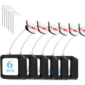 6.5 Ft Retractable Remote Control Safety Lock Tether, Remote Control Leash with Adjustable Lock Strap for TV Remotes, Game Controllers, and Tablets - Perfect for Showrooms (Pack of 6)