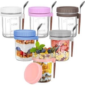 6 Pack Overnight Oats Containers with Lids and Spoons,16oz Mason Overnight Oats Jars,Jars for Overnight Oats,Chia Pudding Jars with Lids