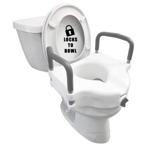 Carex E-Z Lock Raised Toilet Seat with Handles, 4.5 Inch Toilet Seat Riser with Arms, Toilet Riser Fits Most Toilets, Elongated or Round, Toilet Seat Lifter, White