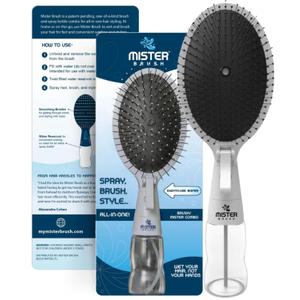 Mister Brush 2-in-1 Hairbrush Mister Innovative Hair Mist & Brushing Tool for Wet & Dry Hair Styling No-Tangle Bristles, Convenient Water Reservoir, Easy-to-Use (White)