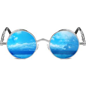ROCKNIGHT Gothic Steampunk Round Polarized UV400 Protection Sunglasses Unisex Street Outdoor 48mm