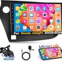 Podofo Car Stereo Radio for Honda Insight 2009 2010 2011 2012 2013 2014 9 Inch Touch Screen Bluetooth Audio with GPS Navigation Mirror Link WiFi FM/RDS EQ Backup Camera MIC