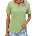 siliteelon Womens Short Sleeve Boho Tops V Neck Swiss Dot Dressy Casual Blouses Cute Summer Shirts 2026 Vacation Work Tshirts-Green M (Green, M)