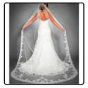 Ursumy 118" Bride Wedding Lace Veils Long Cathedral Veil Soft Tulle Bridal Veil with Comb(White)